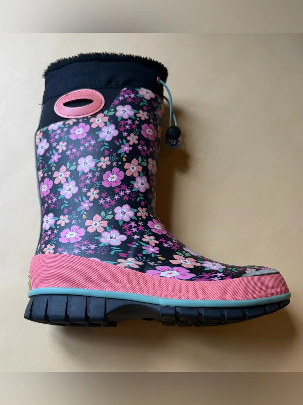 Western Chief Kids Winterprene Floral Black Boots Size 2/3 -30°F Girls Size 2/3